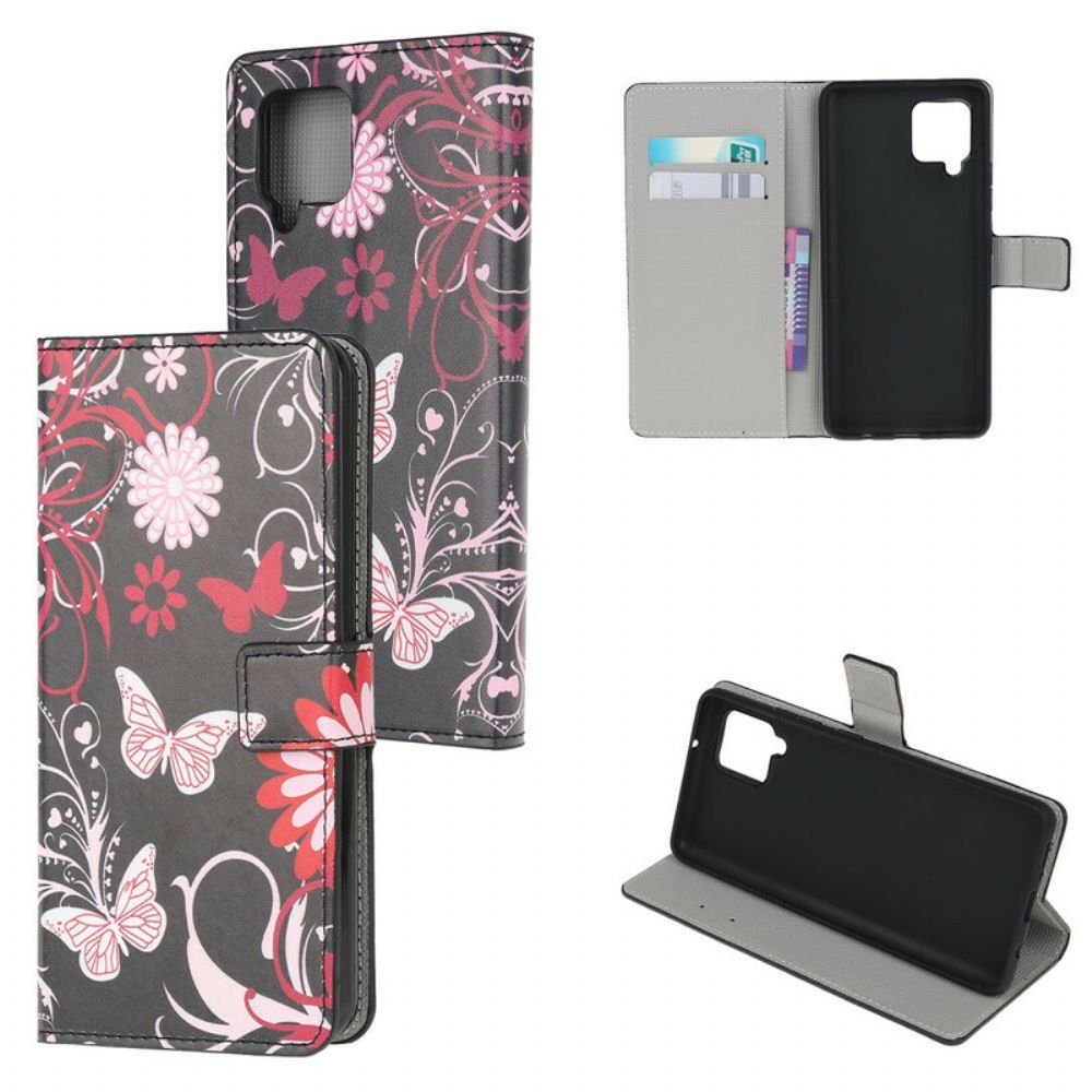 Folio-hoesje voor Samsung Galaxy A12 / M12 Vlinders En Bloemen