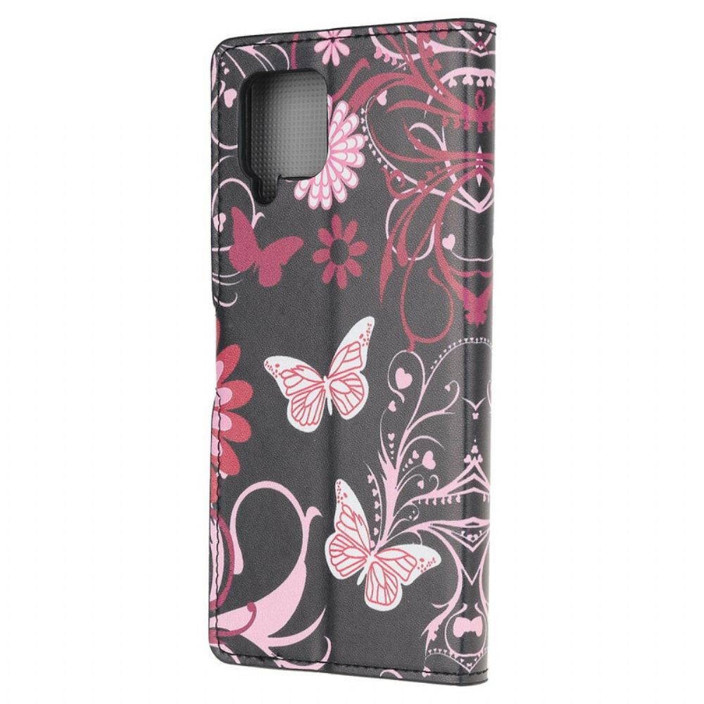 Folio-hoesje voor Samsung Galaxy A12 / M12 Vlinders En Bloemen