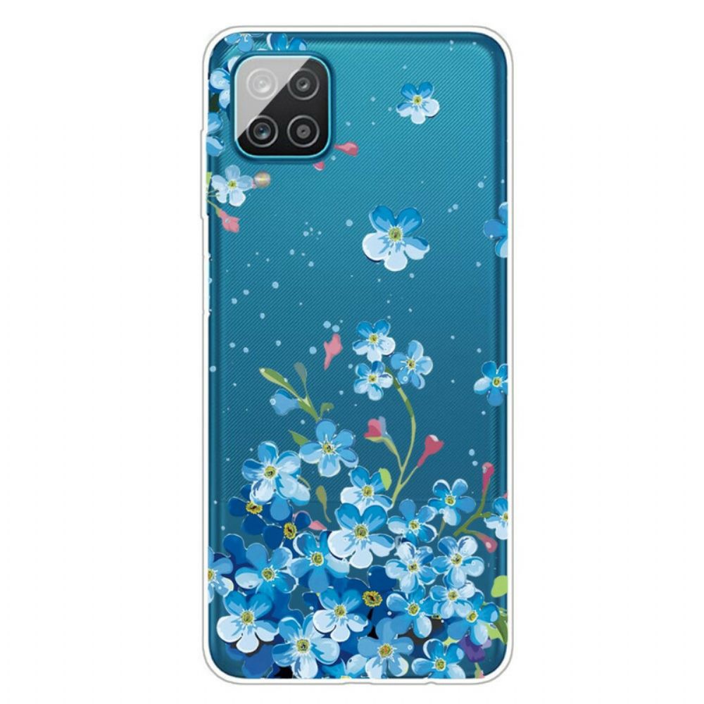 Hoesje voor Samsung Galaxy A12 / M12 Blauwe Bloemen