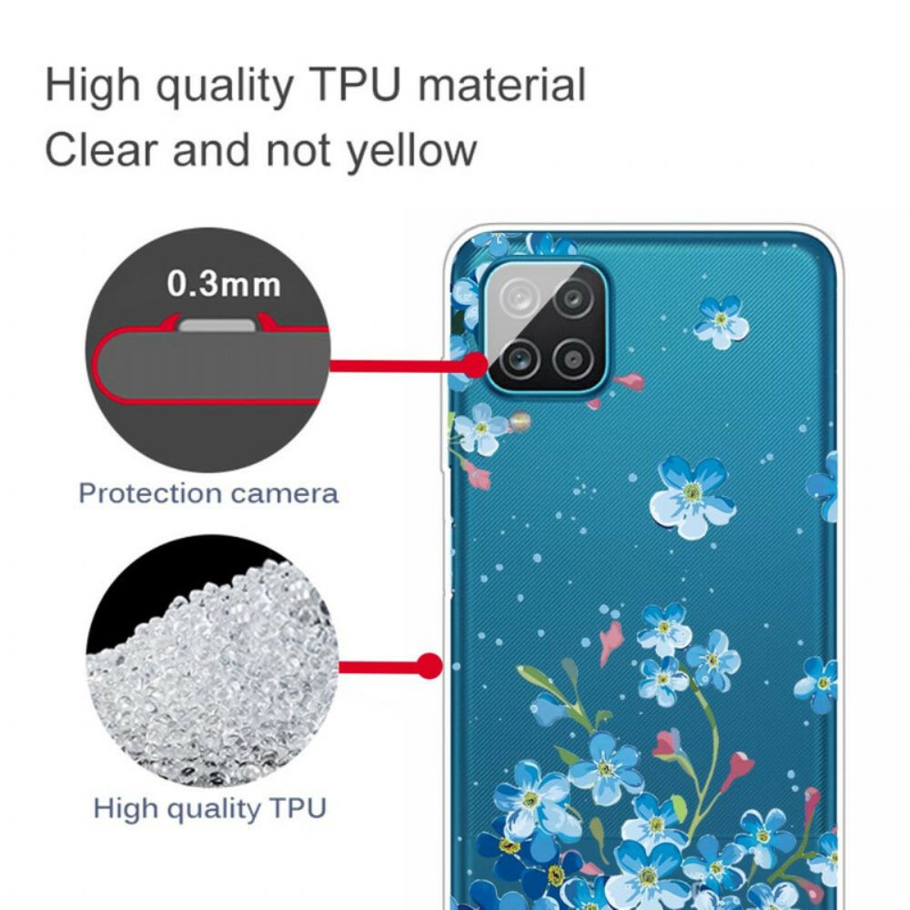 Hoesje voor Samsung Galaxy A12 / M12 Blauwe Bloemen