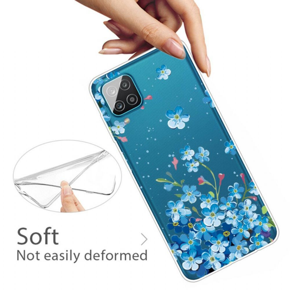 Hoesje voor Samsung Galaxy A12 / M12 Blauwe Bloemen