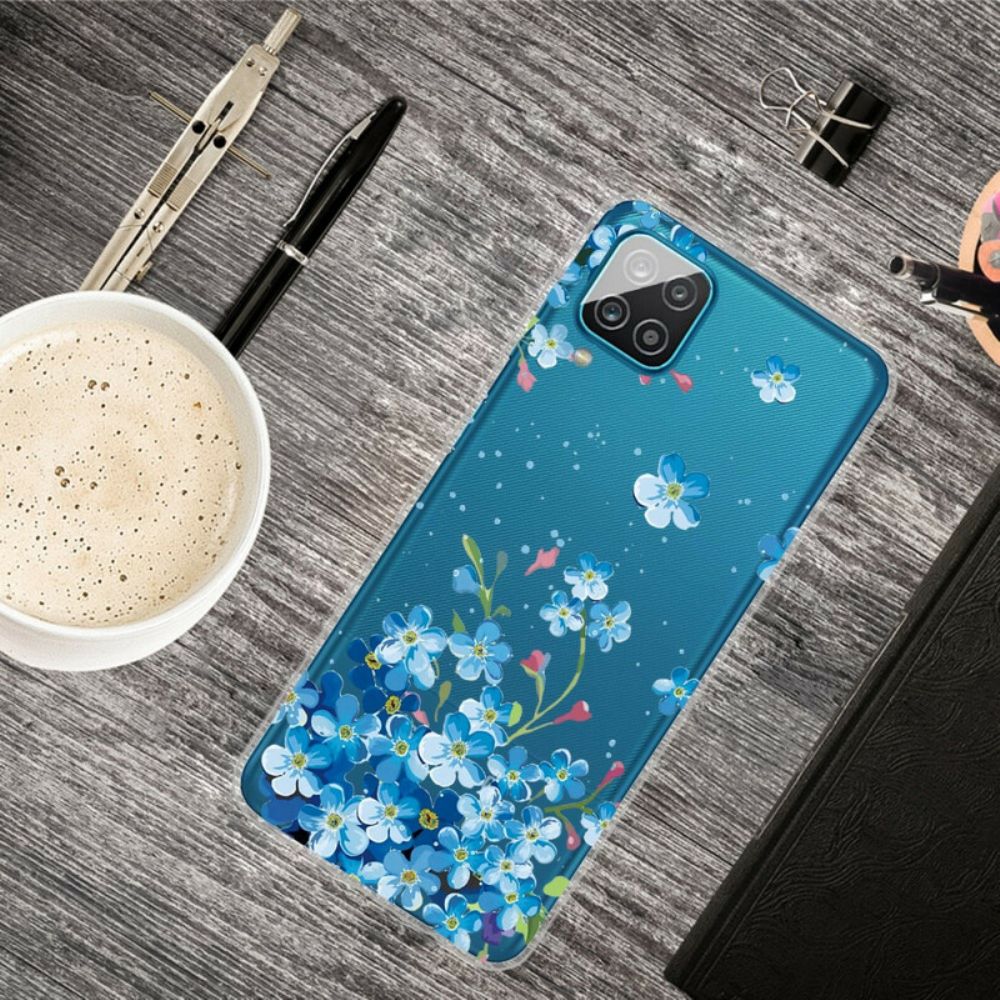 Hoesje voor Samsung Galaxy A12 / M12 Blauwe Bloemen