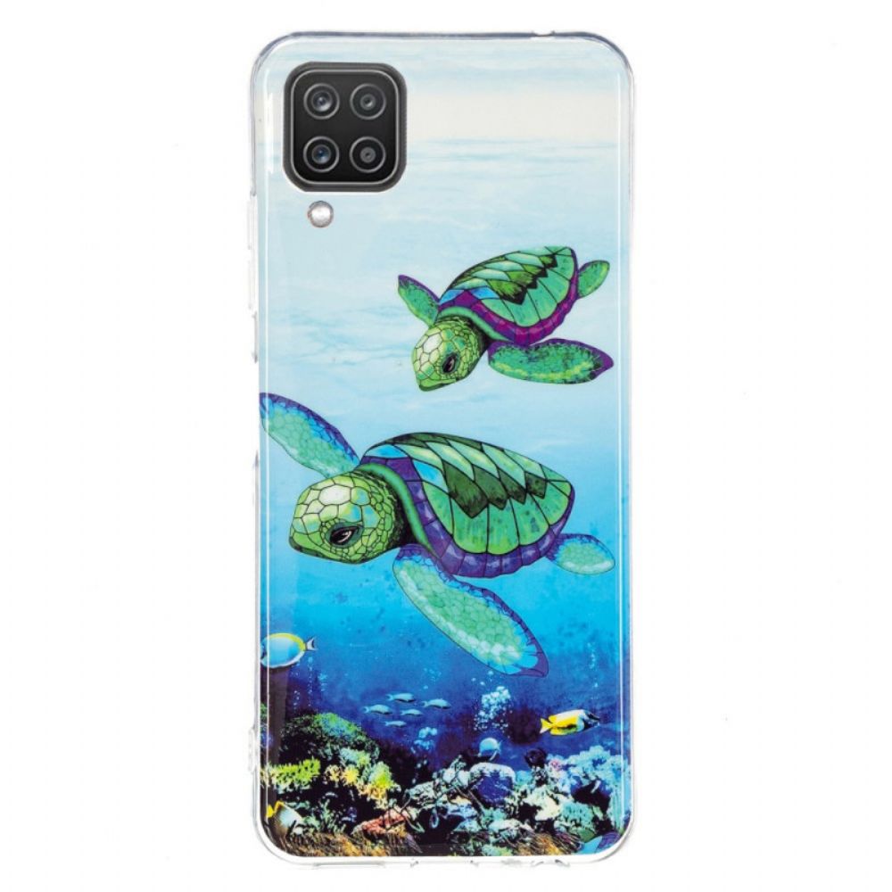 Hoesje voor Samsung Galaxy A12 / M12 Fluorescerende Schildpadden