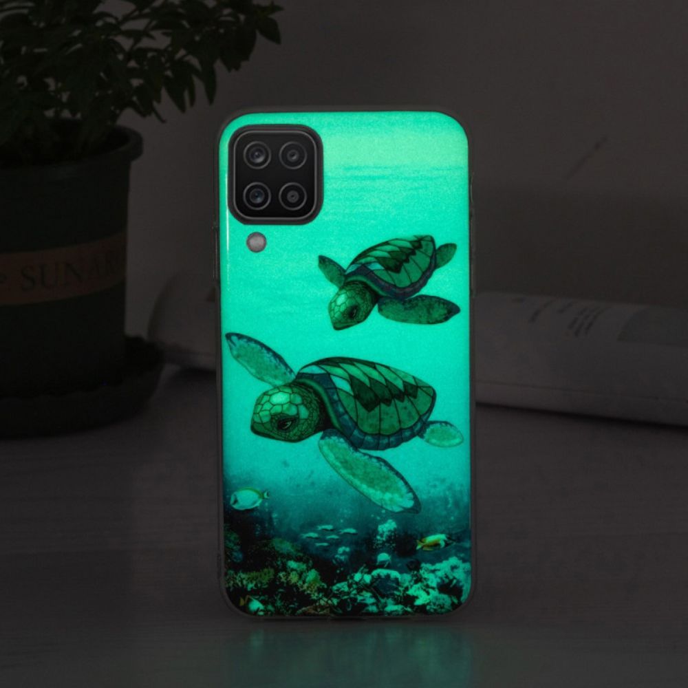 Hoesje voor Samsung Galaxy A12 / M12 Fluorescerende Schildpadden