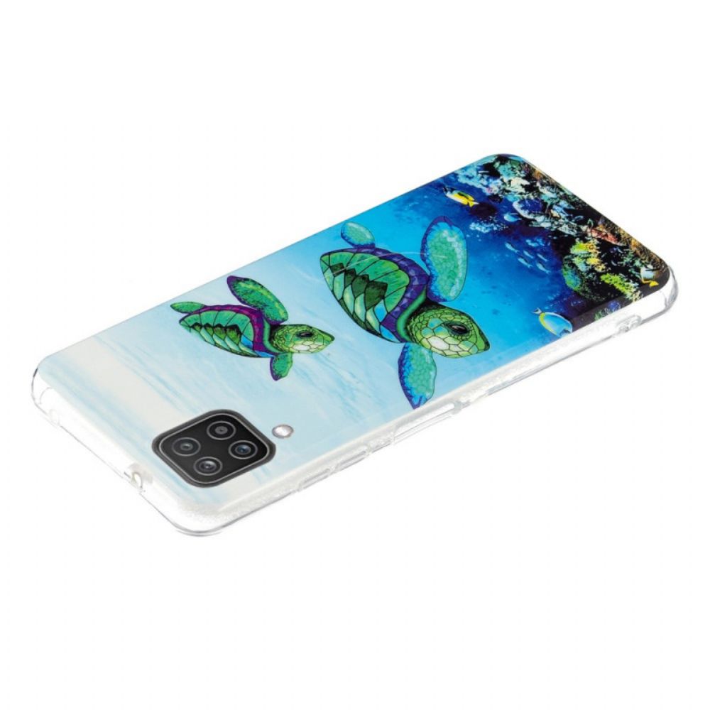 Hoesje voor Samsung Galaxy A12 / M12 Fluorescerende Schildpadden