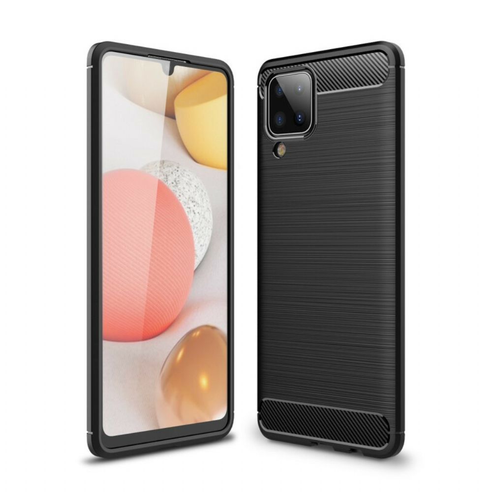 Hoesje voor Samsung Galaxy A12 / M12 Geborstelde Koolstofvezel