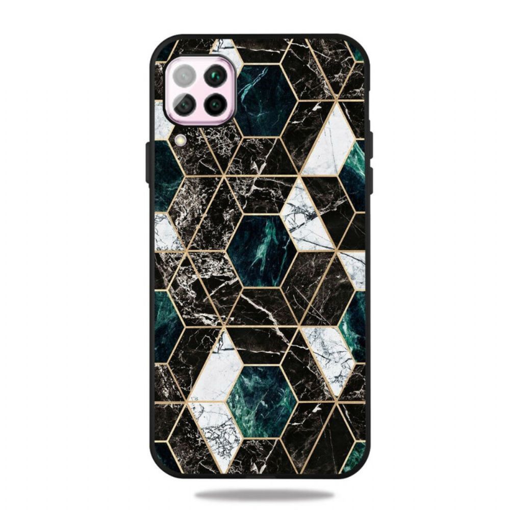 Hoesje voor Samsung Galaxy A12 / M12 Gekleurd Geometrie Marmer