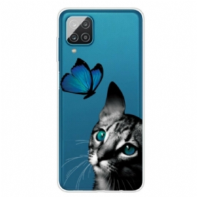 Hoesje voor Samsung Galaxy A12 / M12 Kat En Vlinder