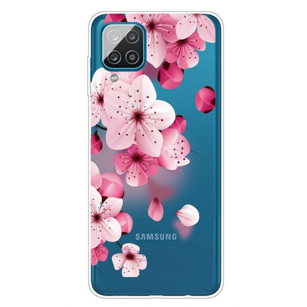 Hoesje voor Samsung Galaxy A12 / M12 Kleine Roze Bloemen