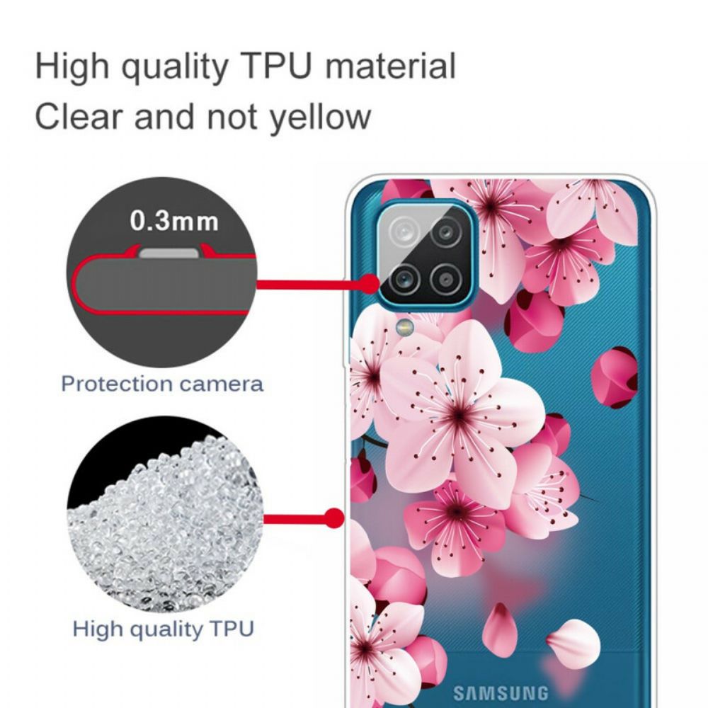 Hoesje voor Samsung Galaxy A12 / M12 Kleine Roze Bloemen