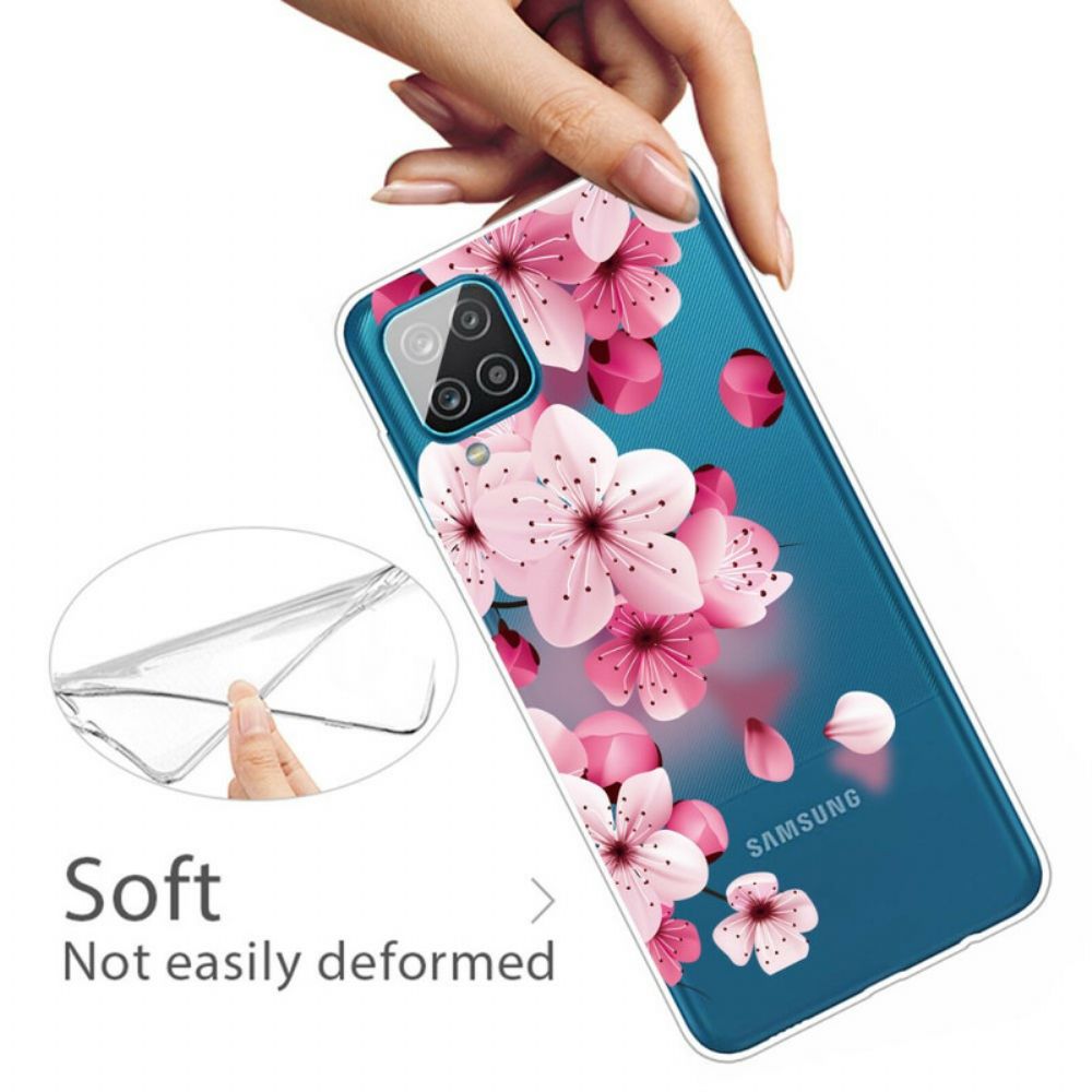 Hoesje voor Samsung Galaxy A12 / M12 Kleine Roze Bloemen