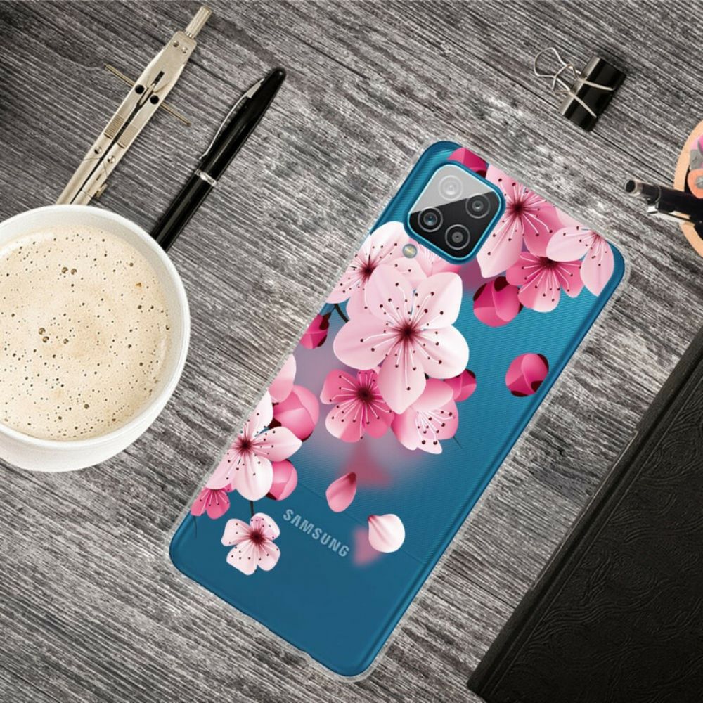 Hoesje voor Samsung Galaxy A12 / M12 Kleine Roze Bloemen