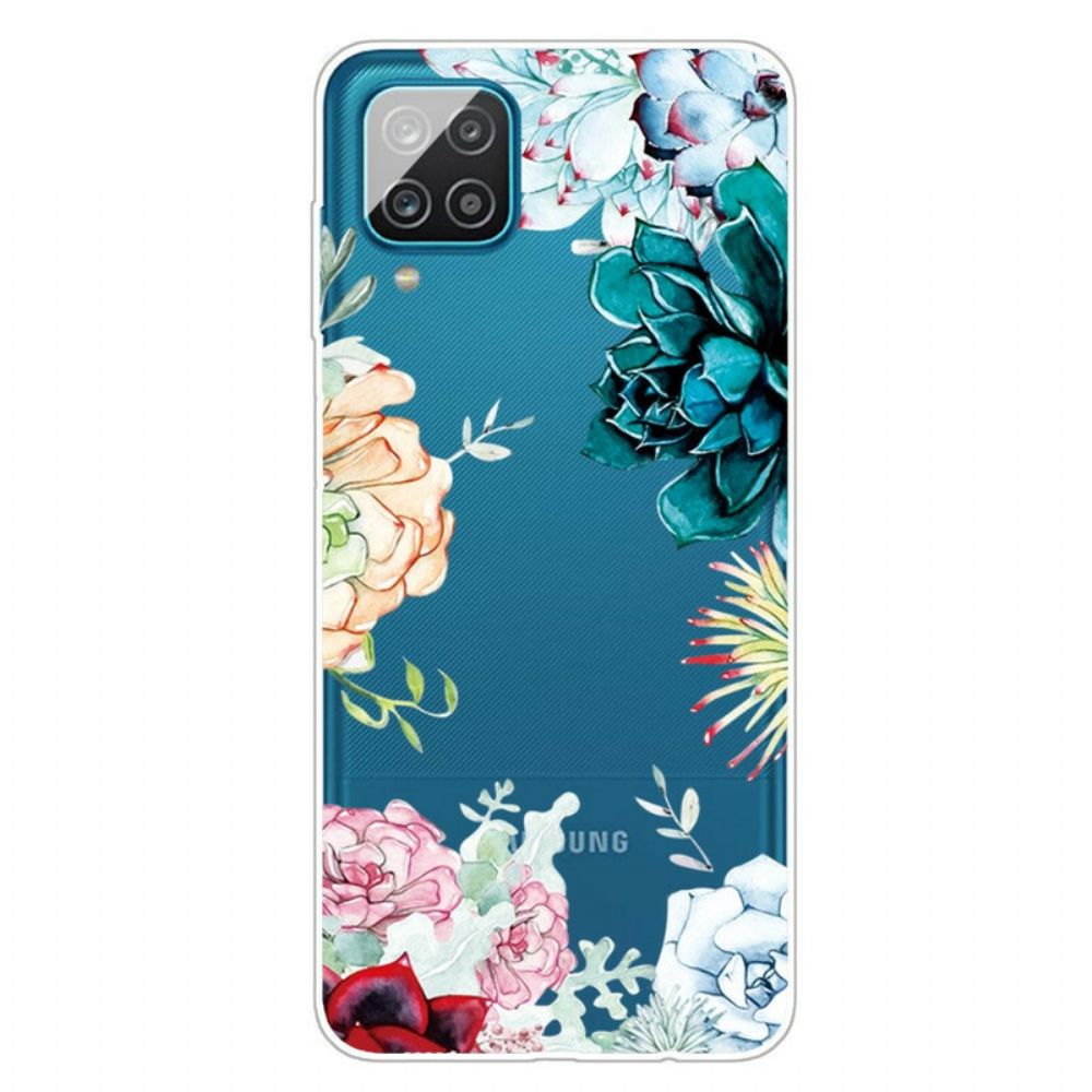 Hoesje voor Samsung Galaxy A12 / M12 Naadloze Aquarelbloemen