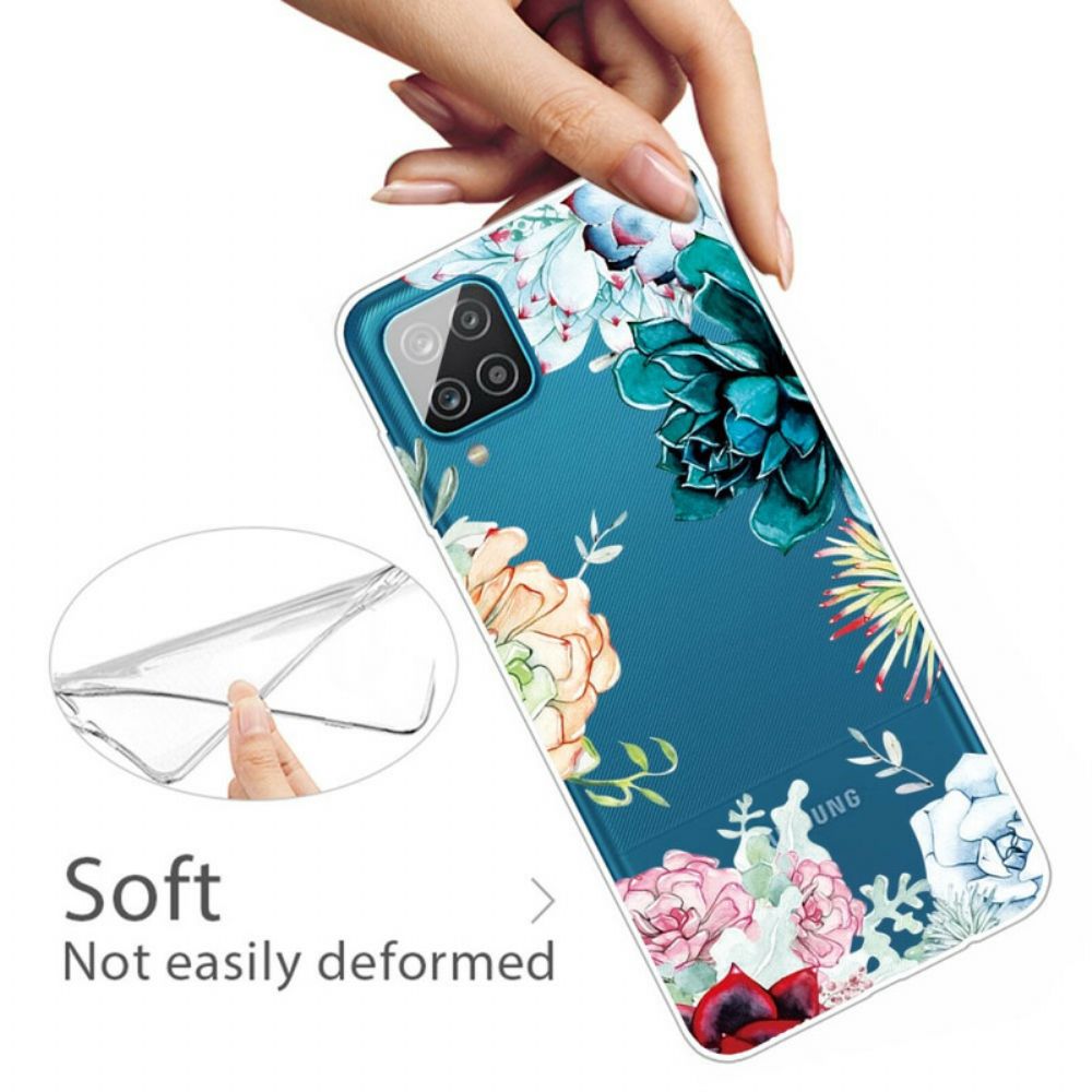 Hoesje voor Samsung Galaxy A12 / M12 Naadloze Aquarelbloemen