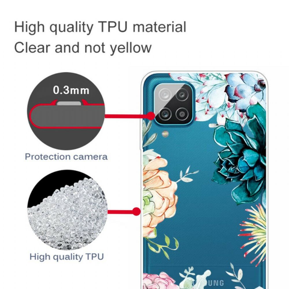 Hoesje voor Samsung Galaxy A12 / M12 Naadloze Aquarelbloemen