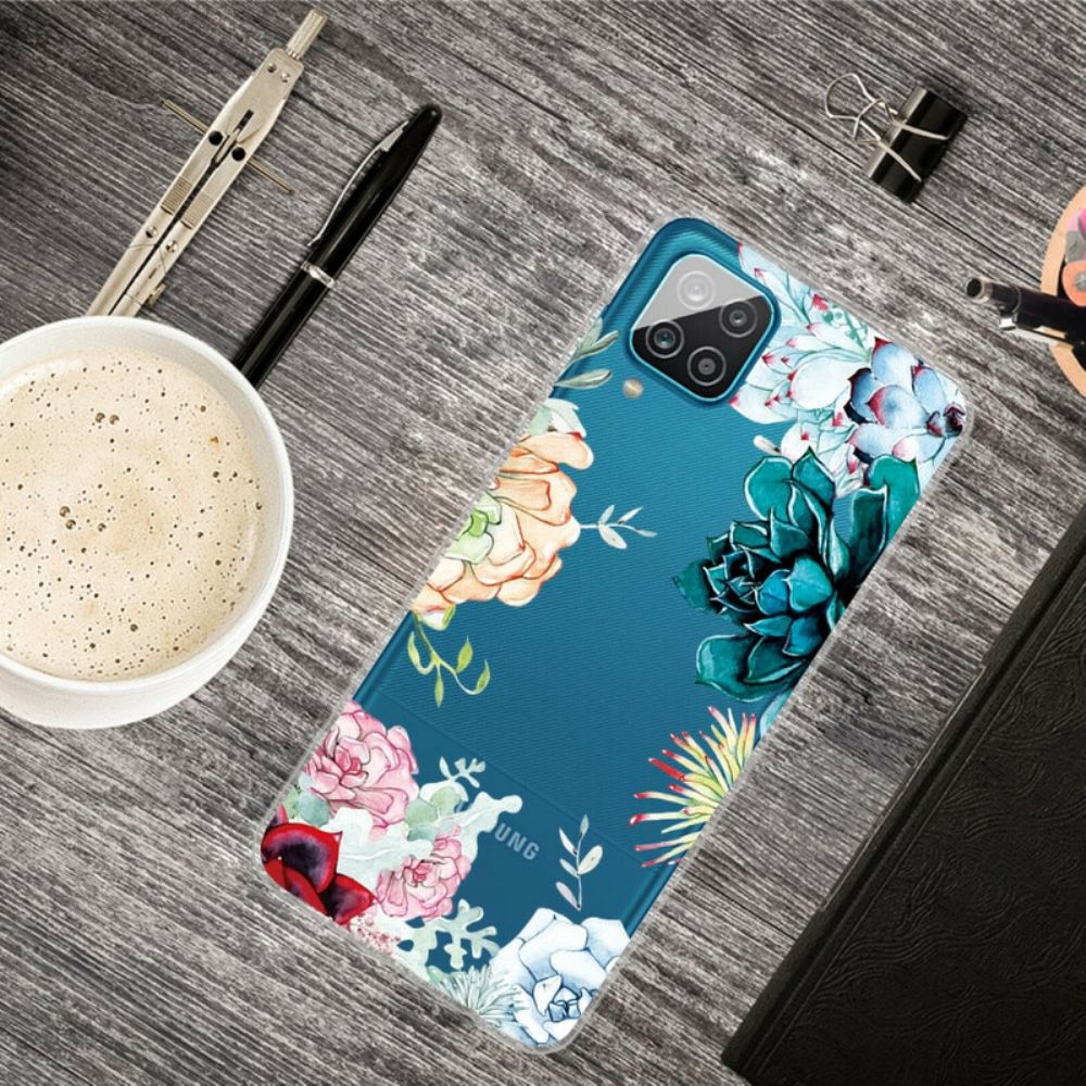 Hoesje voor Samsung Galaxy A12 / M12 Naadloze Aquarelbloemen