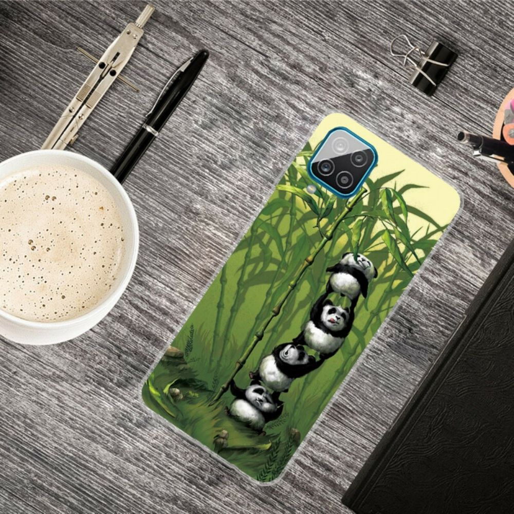 Hoesje voor Samsung Galaxy A12 / M12 Stapel Panda's