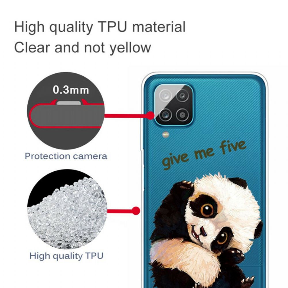 Hoesje voor Samsung Galaxy A12 / M12 Transparante Panda Geef Me Vijf