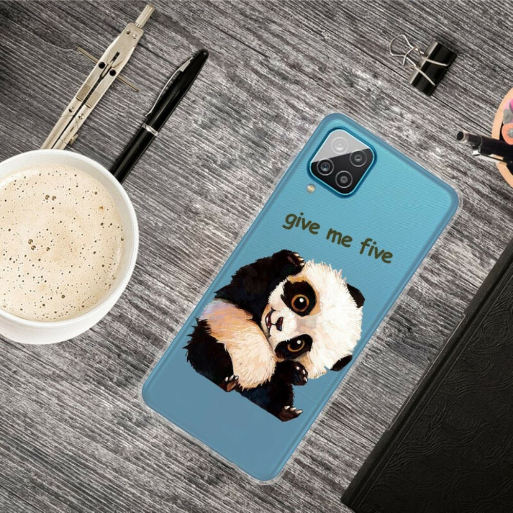 Hoesje voor Samsung Galaxy A12 / M12 Transparante Panda Geef Me Vijf