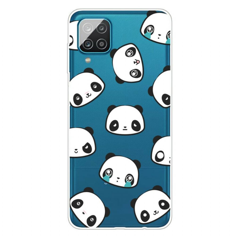 Hoesje voor Samsung Galaxy A12 / M12 Transparante Sentimentele Panda's