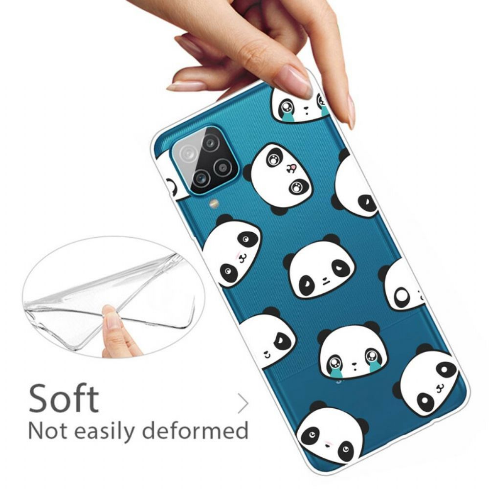 Hoesje voor Samsung Galaxy A12 / M12 Transparante Sentimentele Panda's