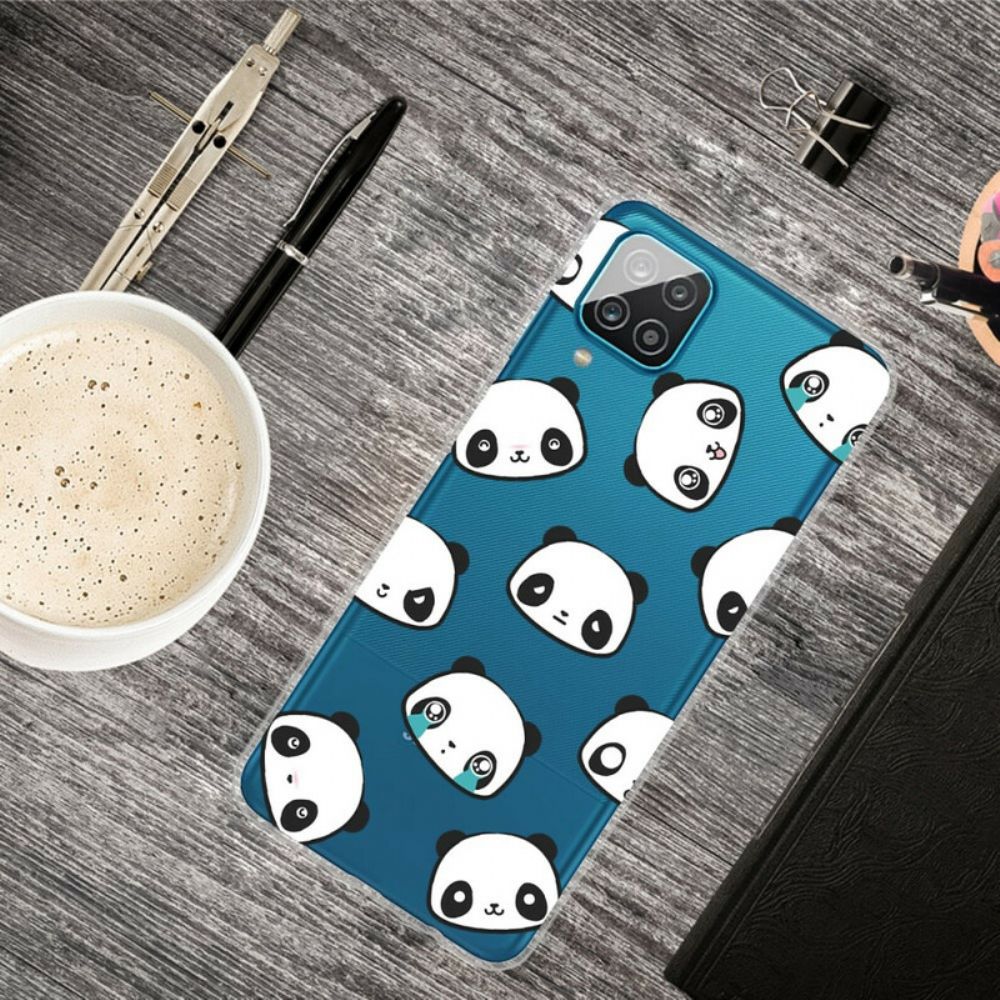 Hoesje voor Samsung Galaxy A12 / M12 Transparante Sentimentele Panda's