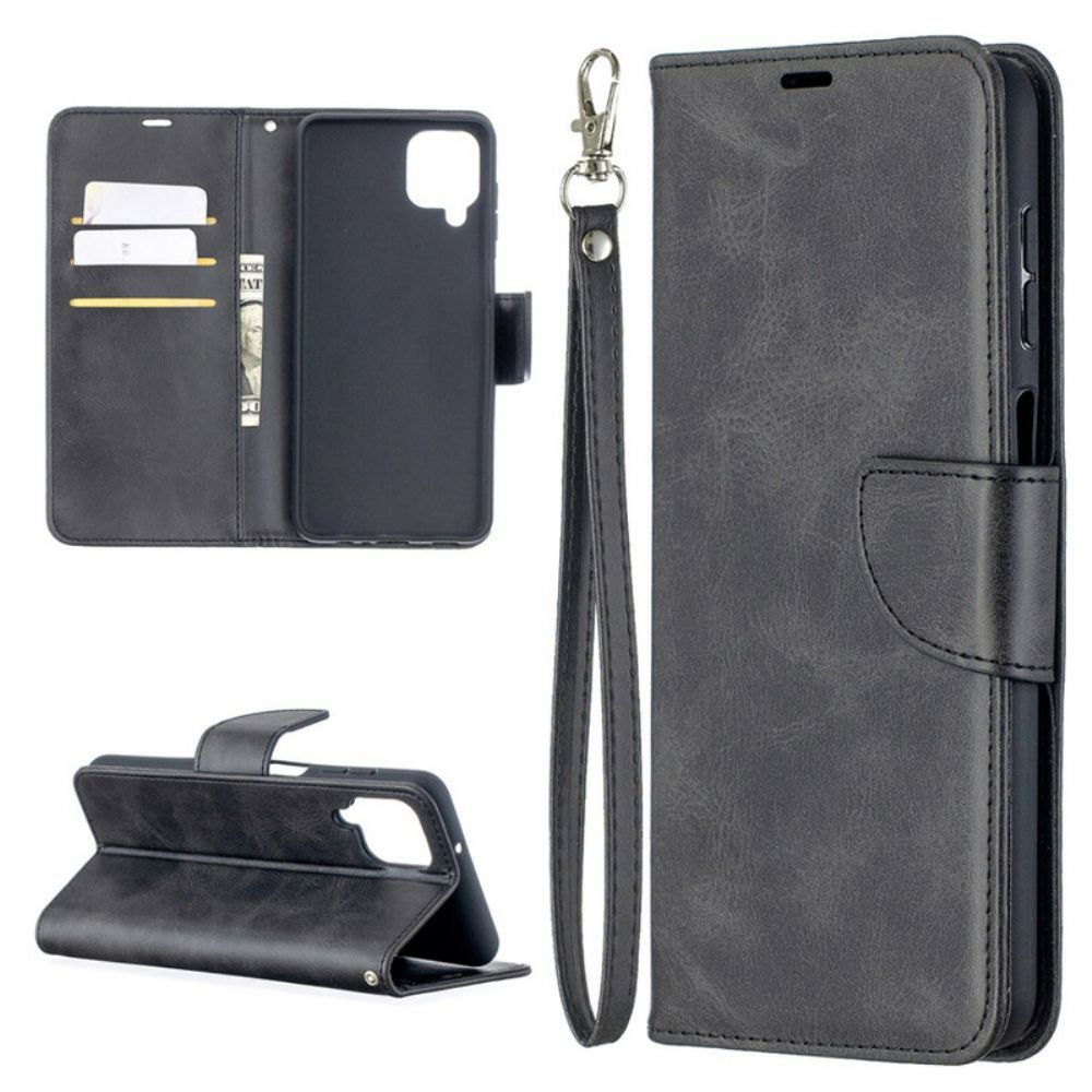 Leren Hoesje voor Samsung Galaxy A12 / M12 Folio-hoesje Gladde Schuine Klep