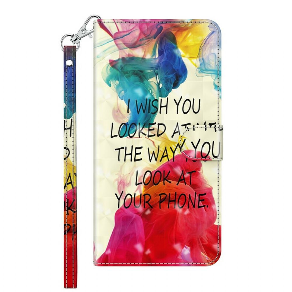 Leren Hoesje voor Samsung Galaxy A12 / M12 Lichtvlek Die Ik Wens Met Lanyard