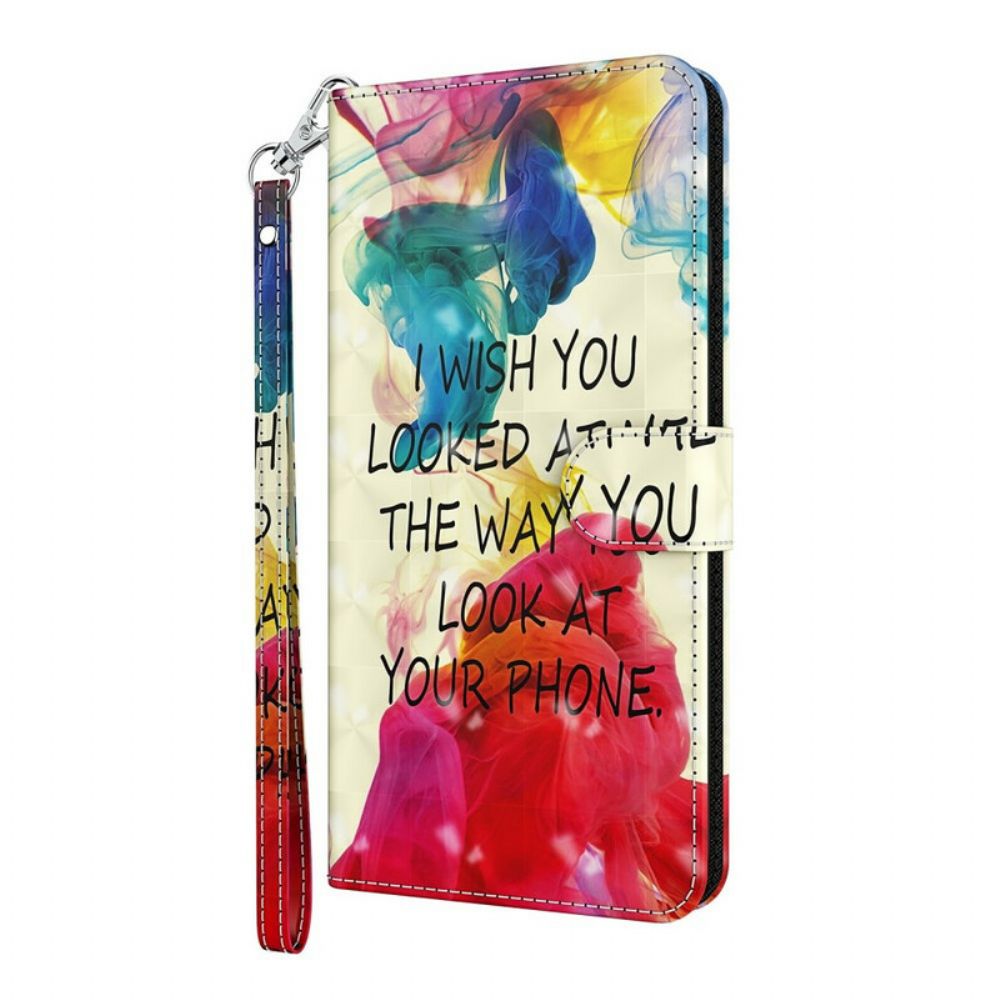 Leren Hoesje voor Samsung Galaxy A12 / M12 Lichtvlek Die Ik Wens Met Lanyard