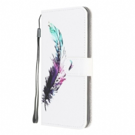 Leren Hoesje voor Samsung Galaxy A12 / M12 Met Ketting Thong Veer