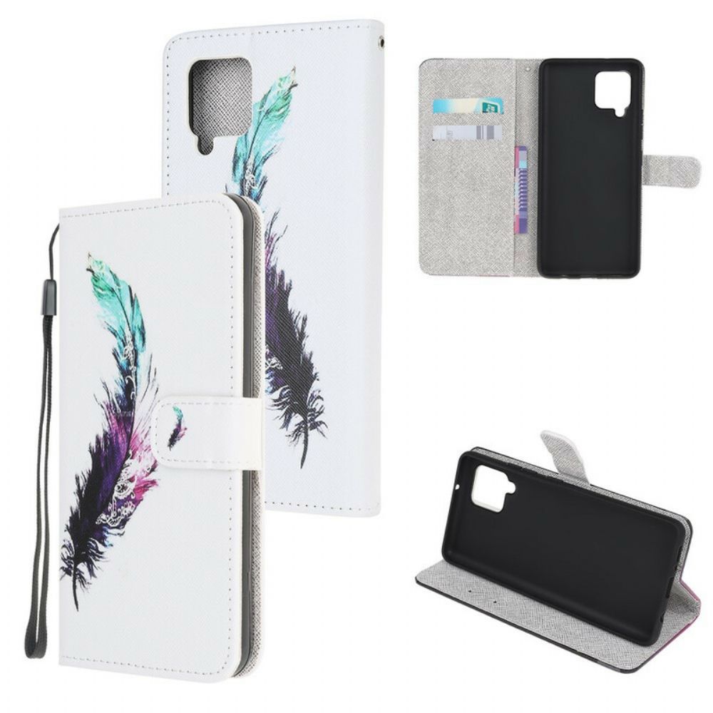 Leren Hoesje voor Samsung Galaxy A12 / M12 Met Ketting Thong Veer