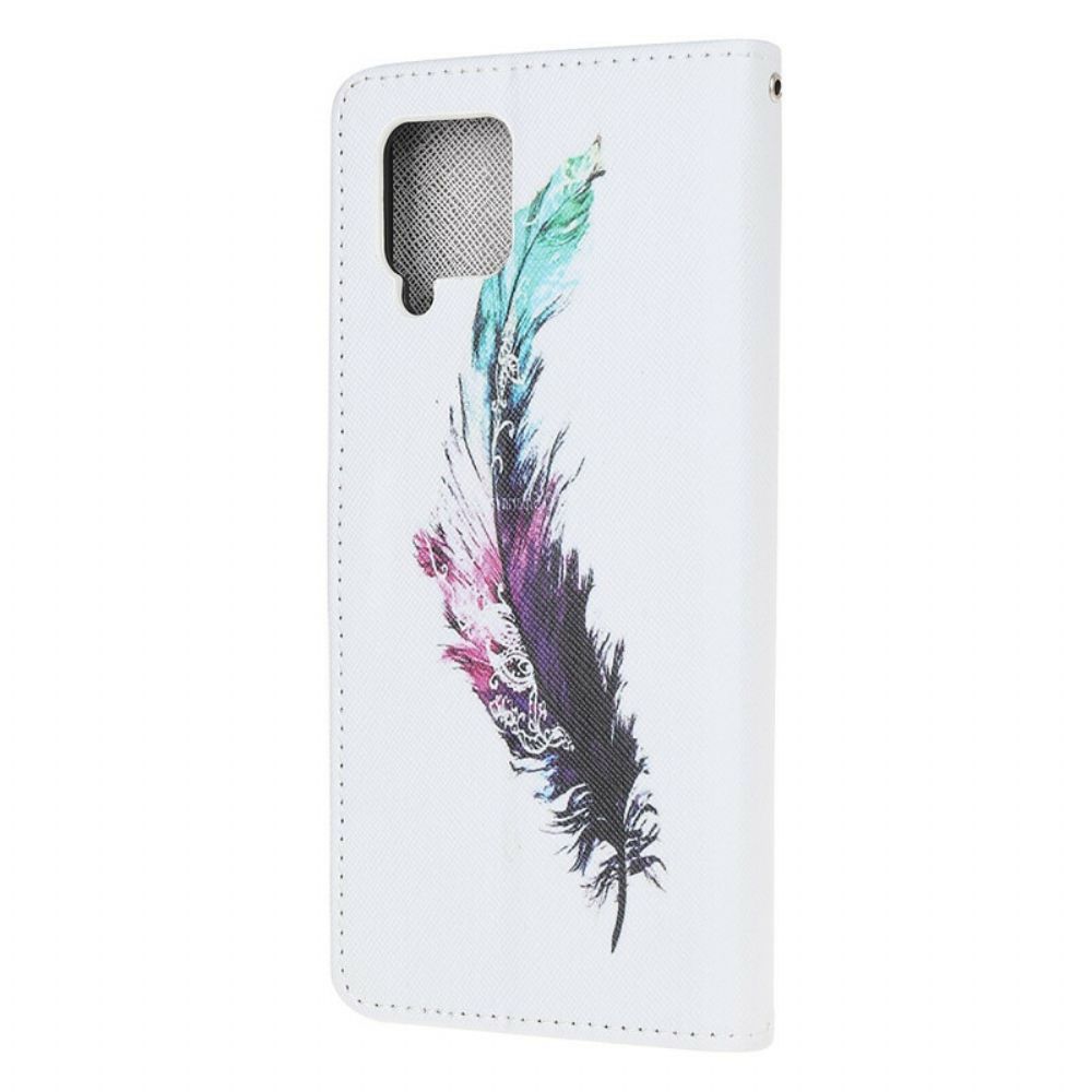 Leren Hoesje voor Samsung Galaxy A12 / M12 Met Ketting Thong Veer