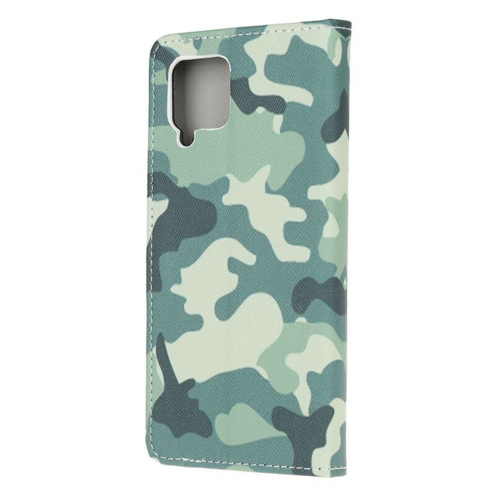 Leren Hoesje voor Samsung Galaxy A12 / M12 Militaire Camouflage