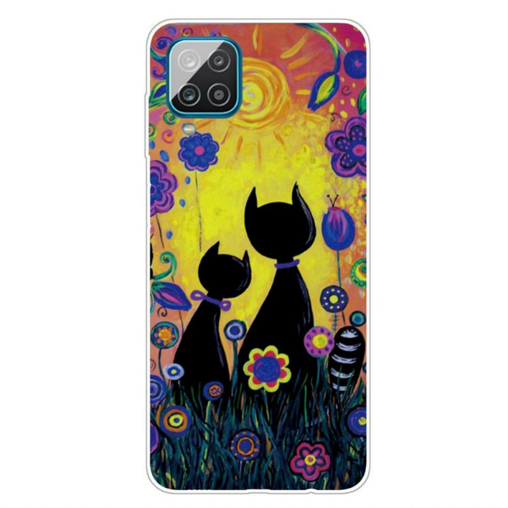 Telefoonhoesje voor Samsung Galaxy A12 / M12 Cartoon Kat