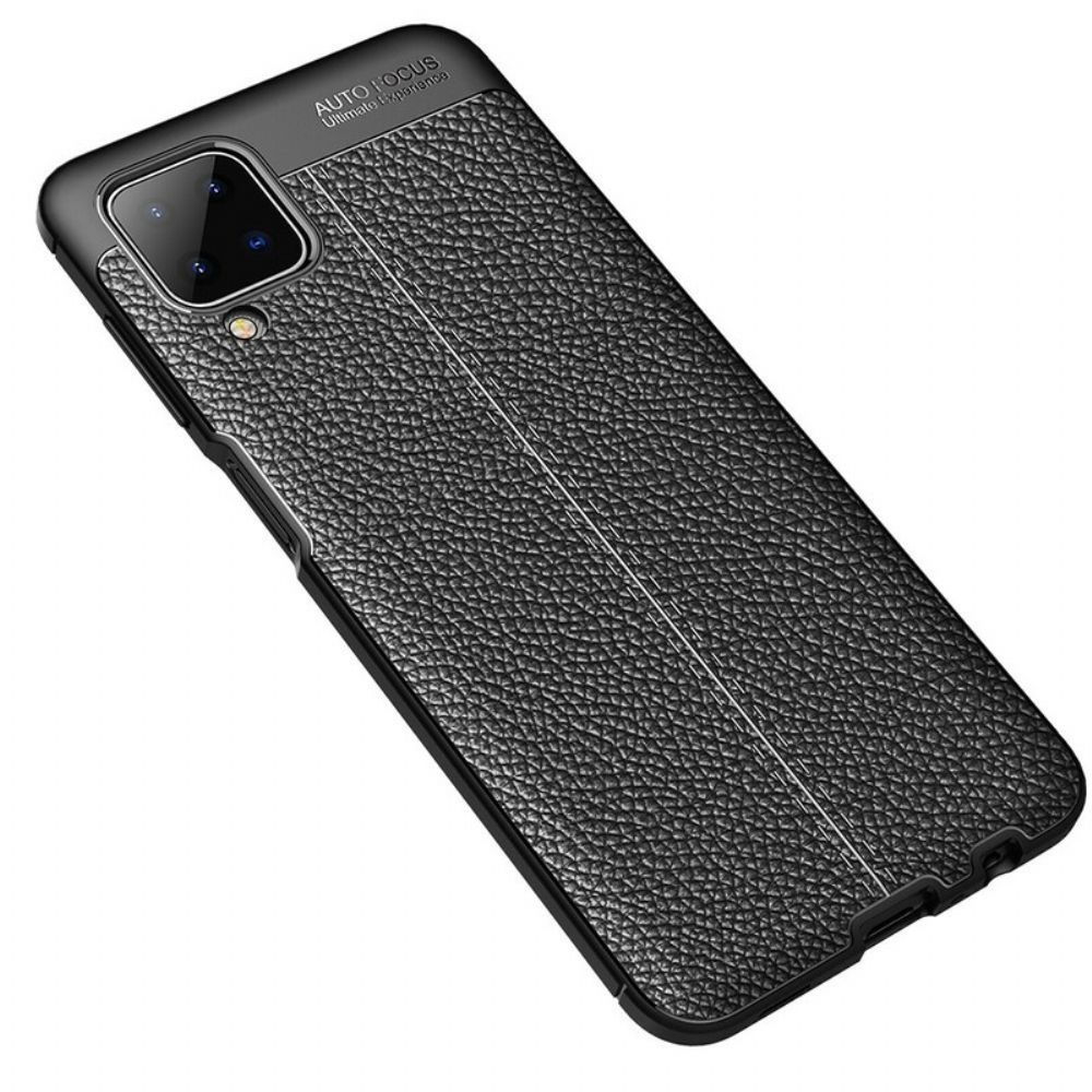 Telefoonhoesje voor Samsung Galaxy A12 / M12 Dubbele Lijn Litchi Leder Effect