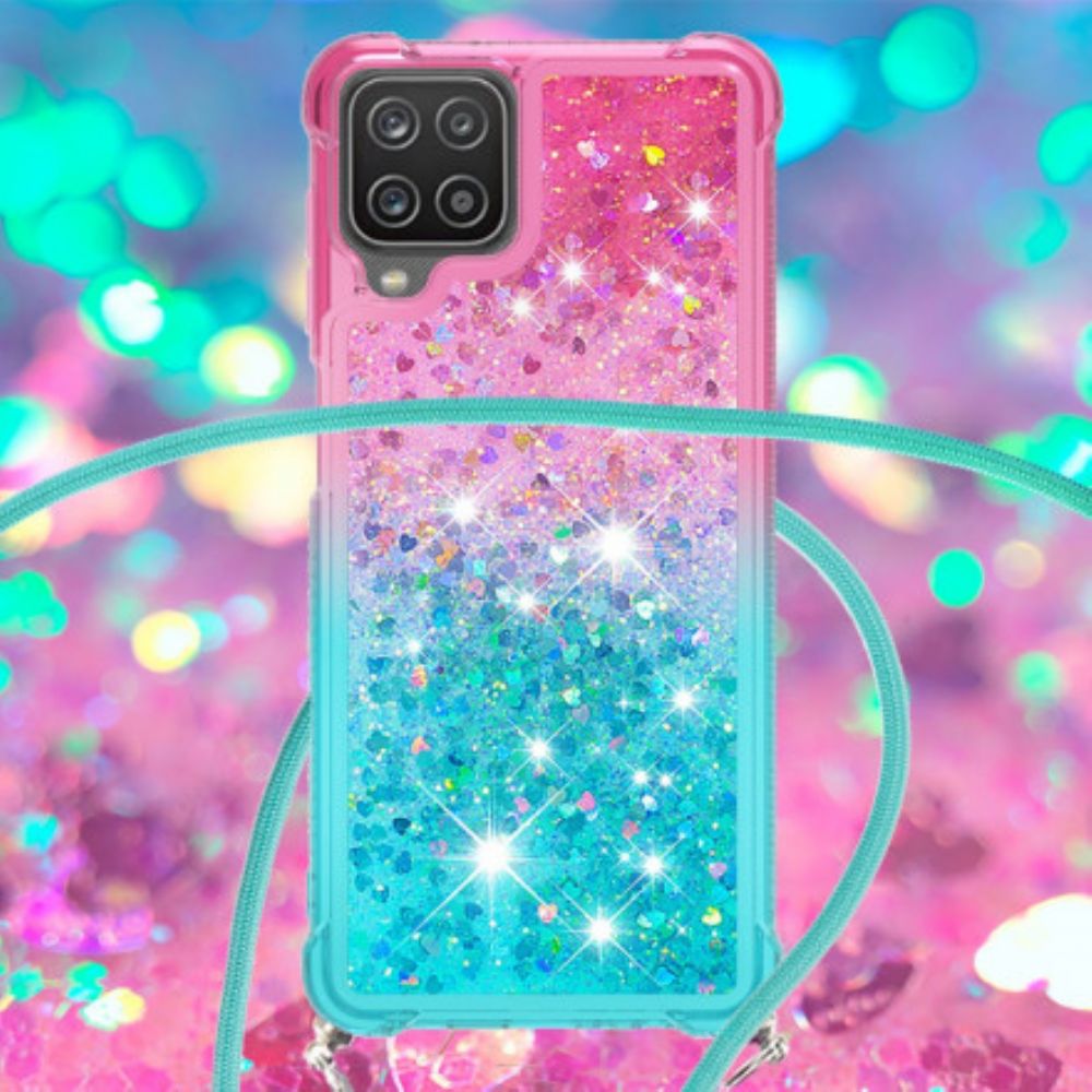 Telefoonhoesje voor Samsung Galaxy A12 / M12 Siliconen Glitter En Koord