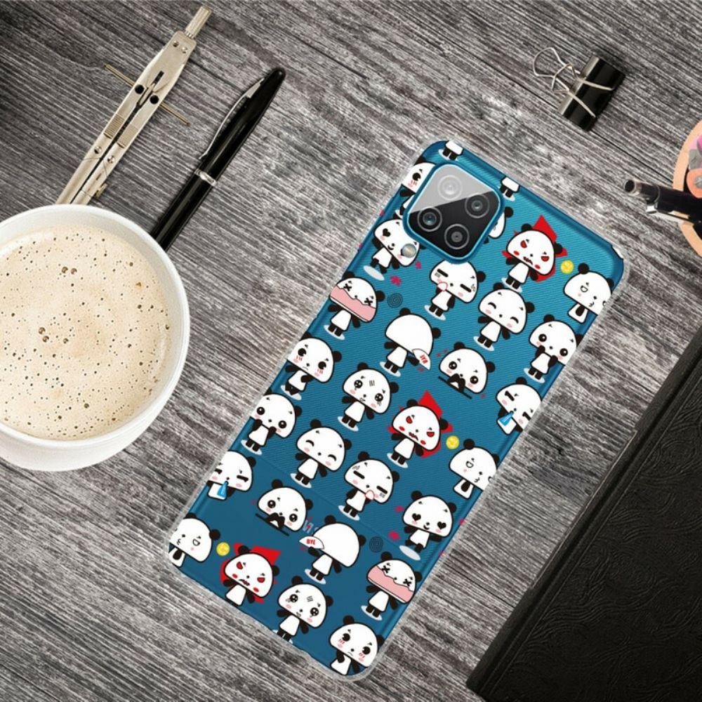 Telefoonhoesje voor Samsung Galaxy A12 / M12 Transparante Grappige Panda's