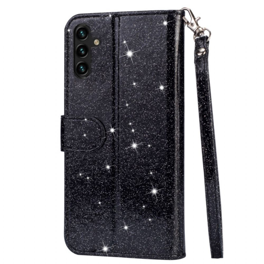 Bescherming Hoesje Samsung Galaxy A55 5g Glittertasje Met Riempje