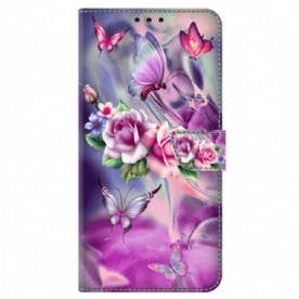 Bescherming Hoesje Samsung Galaxy A55 5g Paarse Vlinders En Bloemen