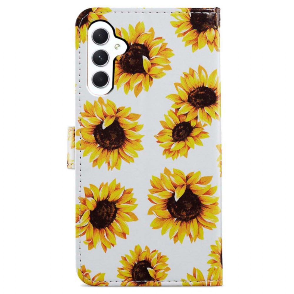 Bescherming Hoesje Samsung Galaxy A55 5g Riem Zonnebloemen