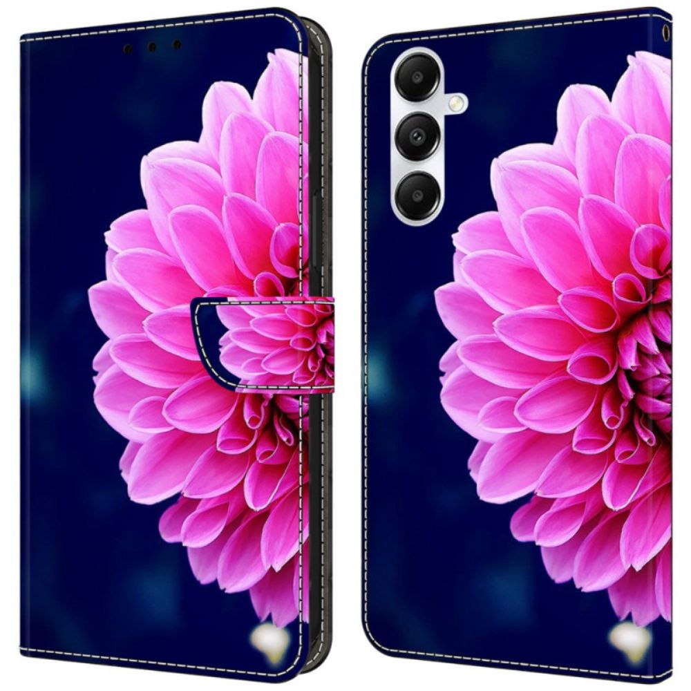 Bescherming Hoesje Samsung Galaxy A55 5g Roze Bloem Op Blauwe Achtergrond