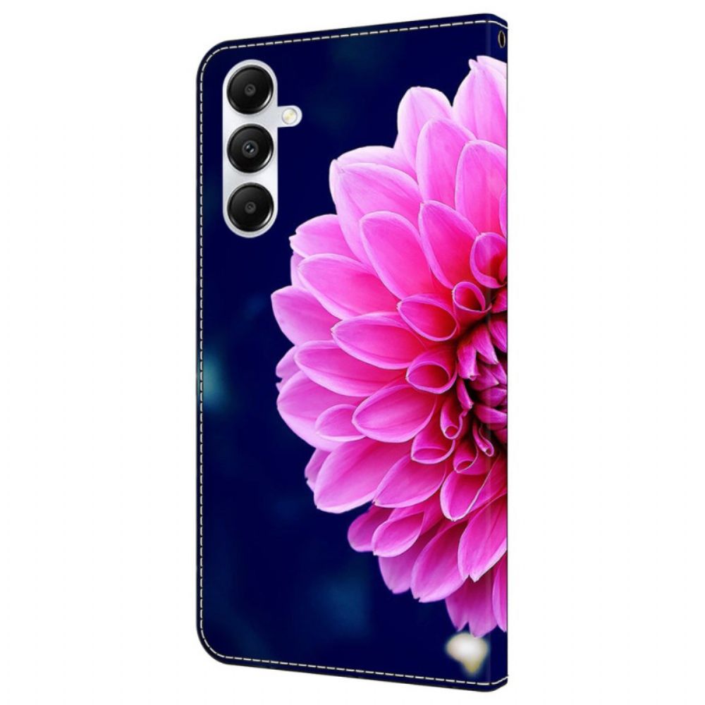 Bescherming Hoesje Samsung Galaxy A55 5g Roze Bloem Op Blauwe Achtergrond