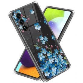 Case Hoesje Samsung Galaxy A55 5g Telefoonhoesje Blauwe Bloemen