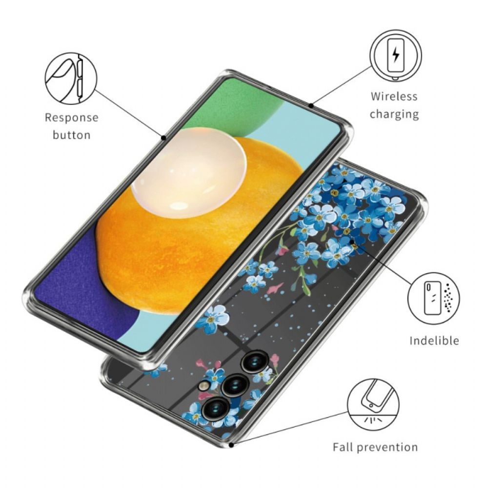 Case Hoesje Samsung Galaxy A55 5g Telefoonhoesje Blauwe Bloemen