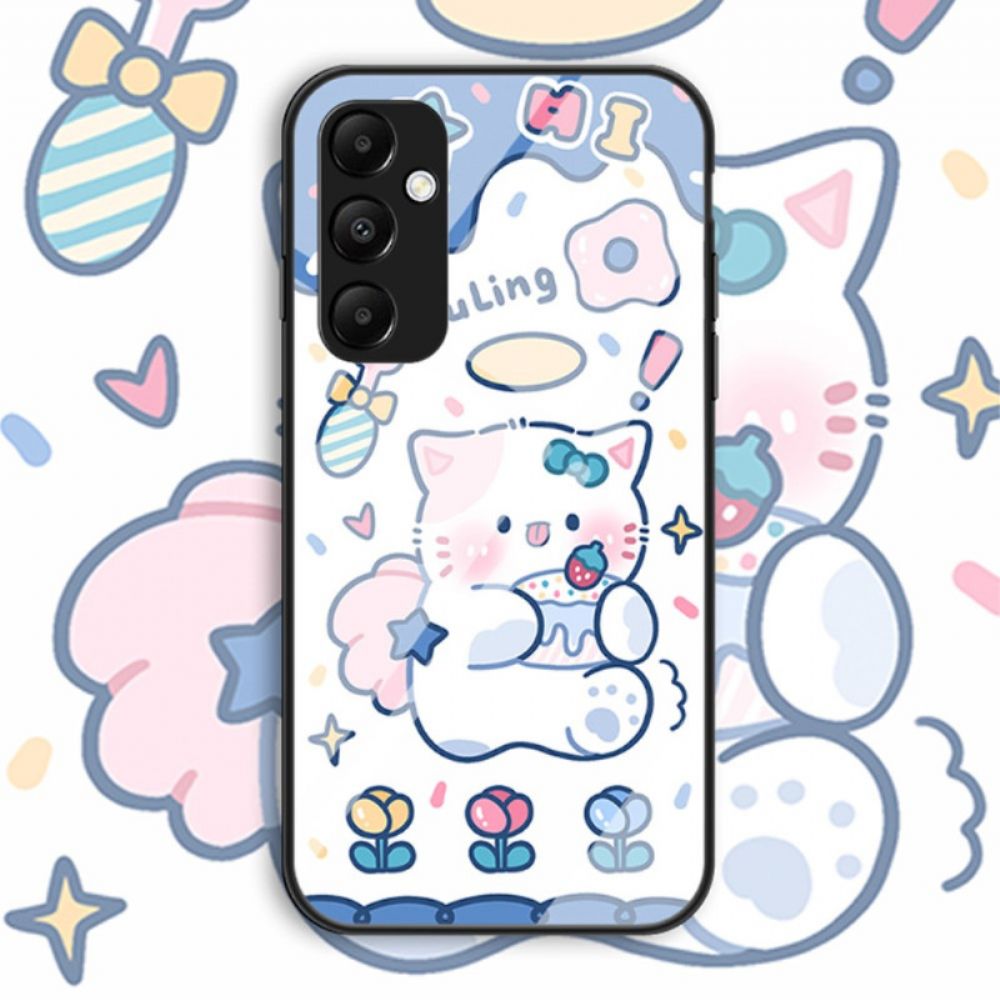 Case Hoesje Samsung Galaxy A55 5g Telefoonhoesje Cartoon Gehard Glas