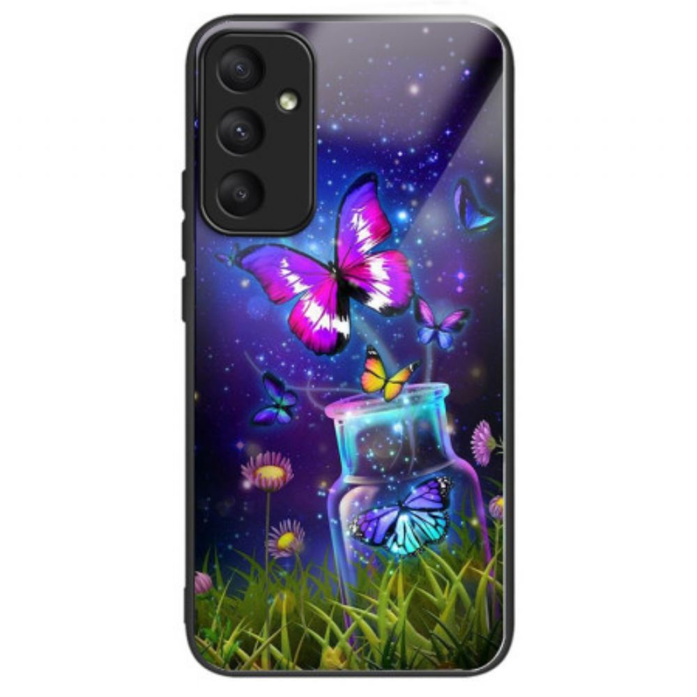 Case Hoesje Samsung Galaxy A55 5g Telefoonhoesje Fles Van Gehard Glas En Vlinder