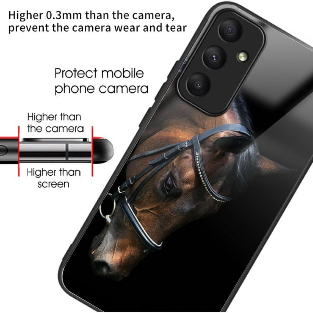 Case Hoesje Samsung Galaxy A55 5g Telefoonhoesje Paardenhoofd Van Gehard Glas