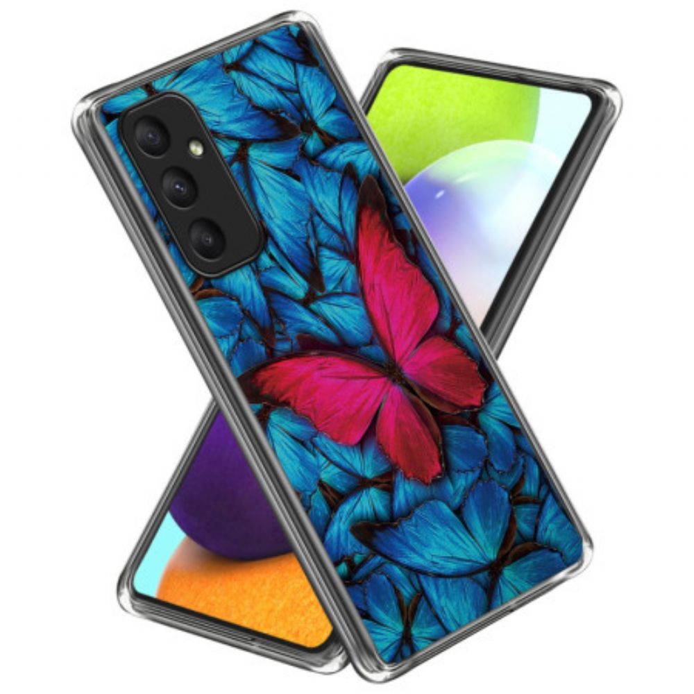 Case Hoesje Samsung Galaxy A55 5g Telefoonhoesje Rode Vlinder