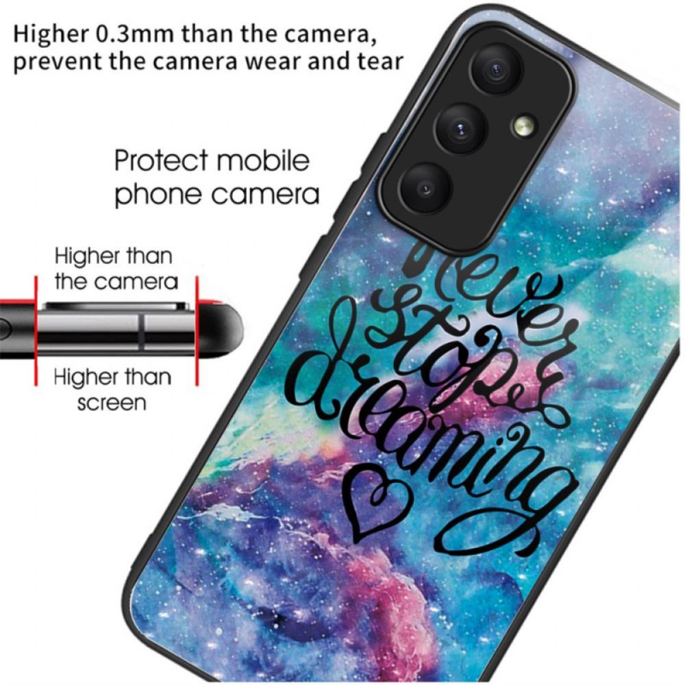 Case Hoesje Samsung Galaxy A55 5g Telefoonhoesje Stop Nooit Met Dromen Van Gehard Glas