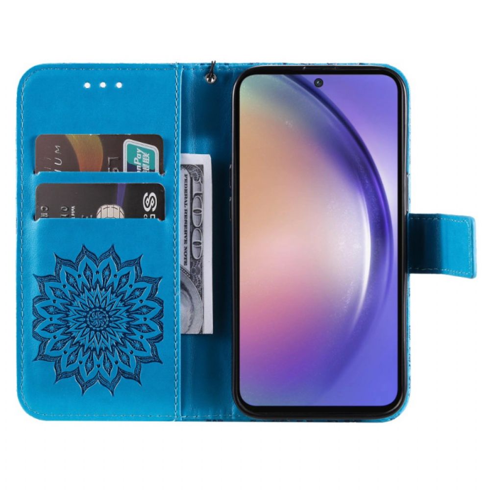 Flip Case Leren Samsung Galaxy A55 5g Fantastische Mandala Met Riem